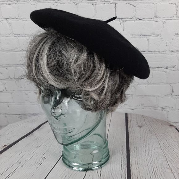 Vintage Thick Red Black Wool Reversible Beret Hat Stylish Retro Warm Cla… - Picture 2 of 7